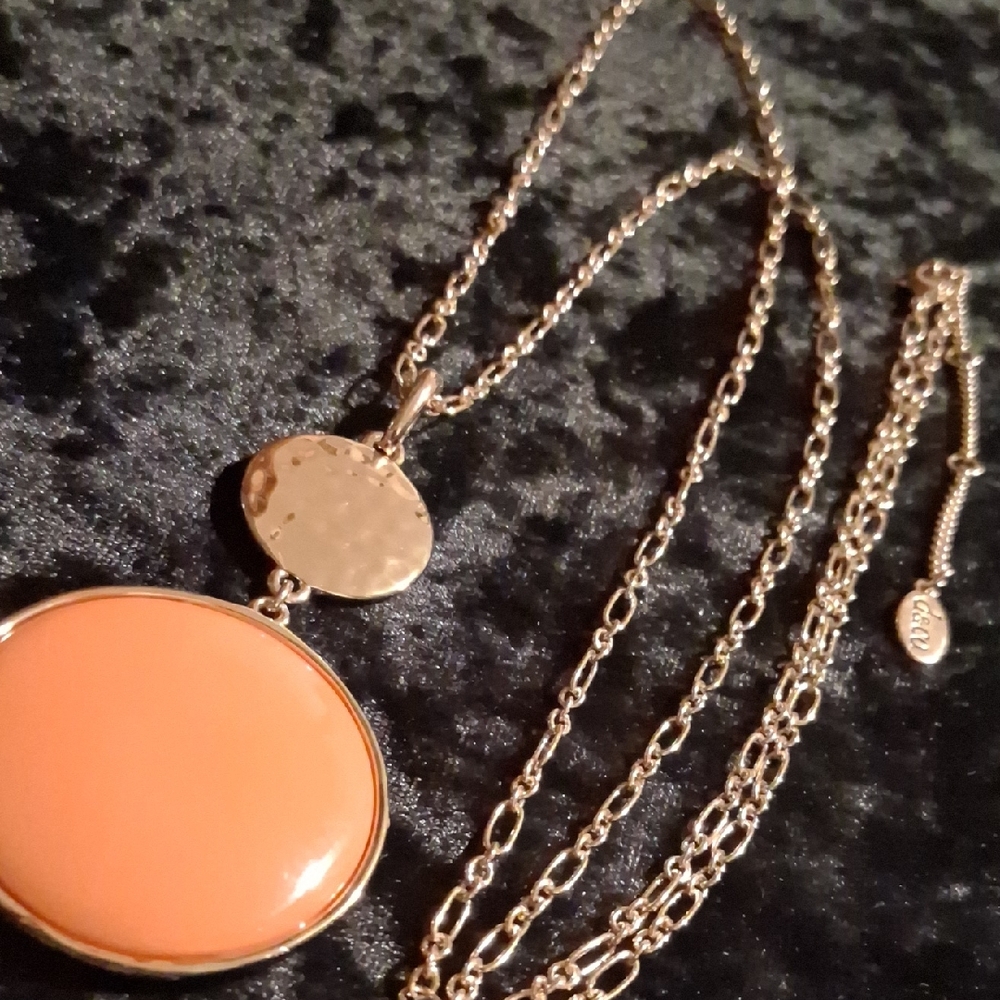 Orange and Gold Dainty Necklace with Intricate Links